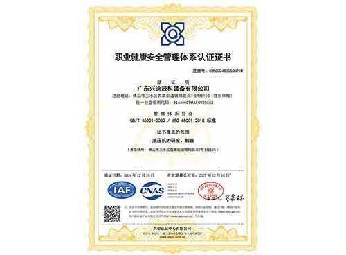 職業(yè)健康安全管理體系認(rèn)證證書(shū)